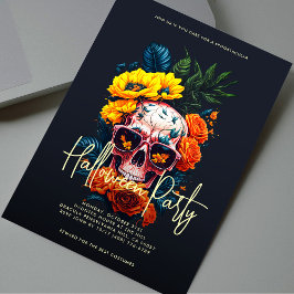 Invitación Moderna fiesta de Halloween con flores