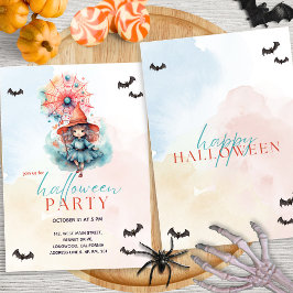 Invitación Moderna fiesta de Halloween de brujas rosadas colo