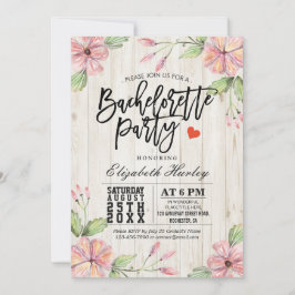 Invitación Moderna fiesta de la Bachelette Flores rosas Mader