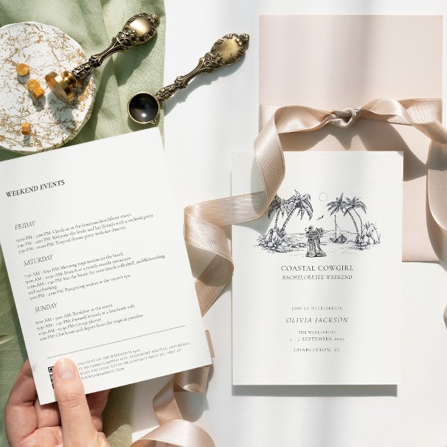 Invitación Moderna fiesta de la Bachelorette Costera (Subido por el creador)