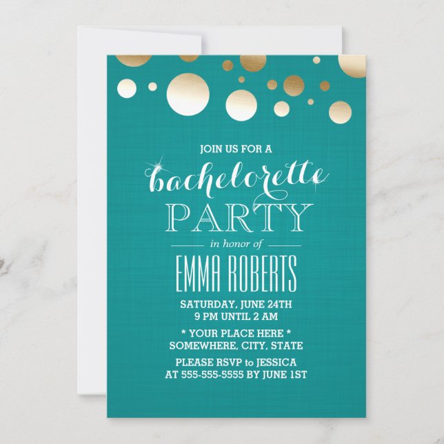 Invitación Moderna fiesta de la Bachelorette de Linen con pun (Anverso)