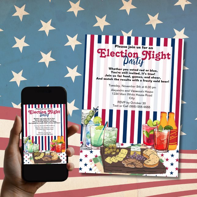 Invitación Moderna Fiesta de la noche electoral 2024 (Subido por el creador)