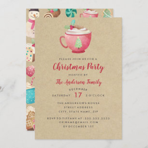 Invitación Moderna Fiesta de Navidades de acuarela de color f