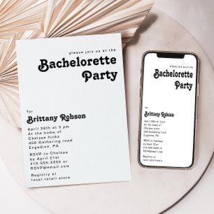 Invitación Moderna fiesta de soltera con letras retro