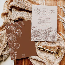 Invitación Moderna fiesta de soltero floral Boho Terracotta