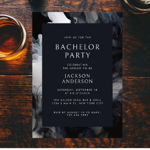 Invitación Moderna Fiesta Elegante de Bachelor Gris Oscuro