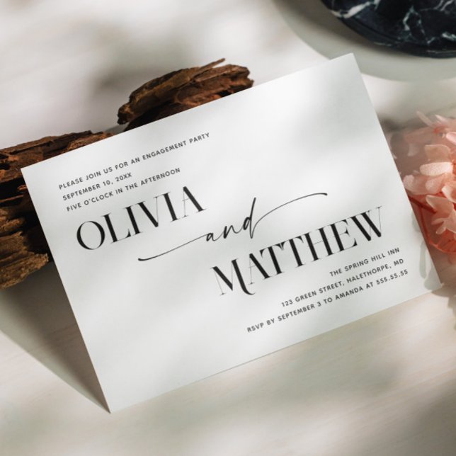 Invitación Moderna fiesta minimalista de compromiso de bodas  (Subido por el creador)