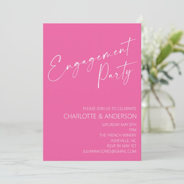 Invitación Moderna fiesta Minimalista de compromiso de guione (Anverso de pie)