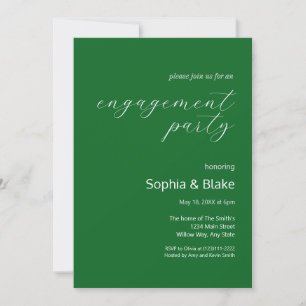 Invitación Moderna fiesta Minimalista de compromiso verde de 