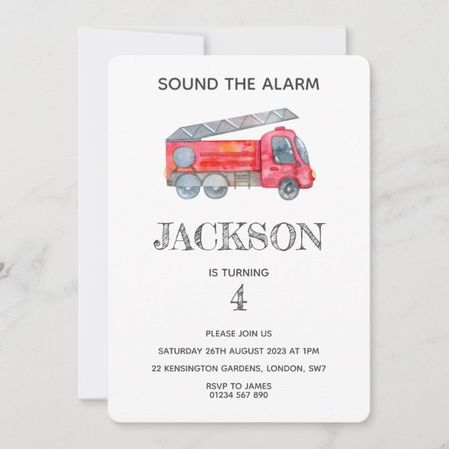 Invitación Moderna fiesta Minimalista de cumpleaños de Firema (Anverso)