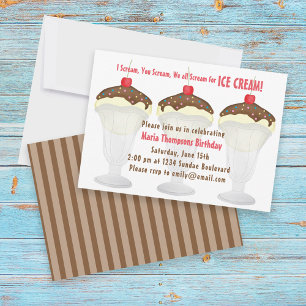 Invitación Moderna fiesta Minimalista de cumpleaños Ice Cream