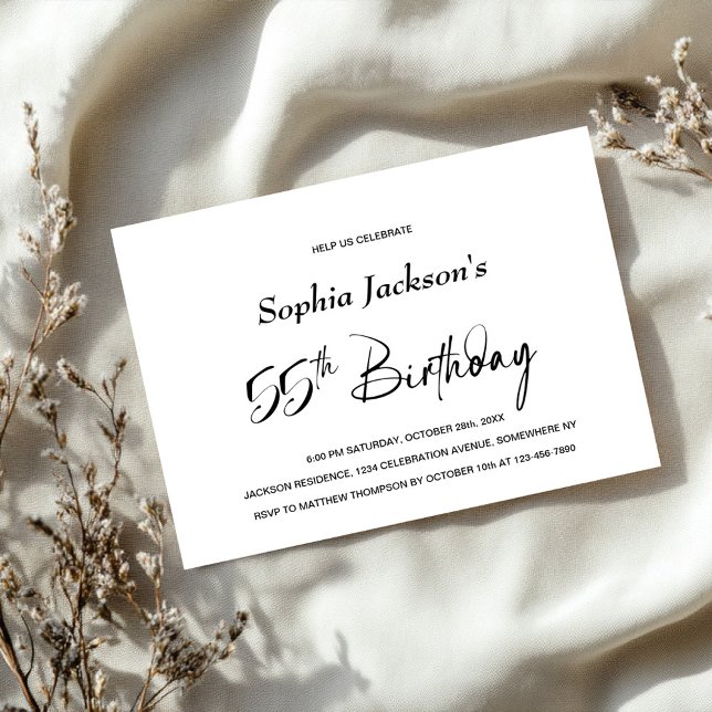 Invitación Moderna fiesta Minimalista de cumpleaños número 55 (Subido por el creador)