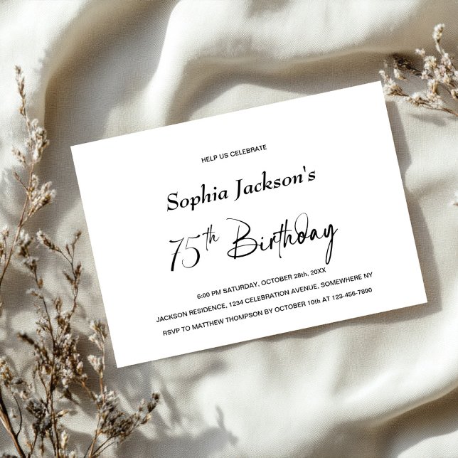 Invitación Moderna fiesta Minimalista de cumpleaños número 75 (Subido por el creador)