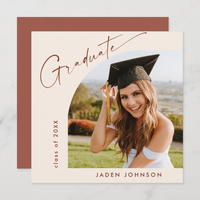 Invitación Moderna fiesta Minimalista de graduación de FOTO (Anverso / Reverso)