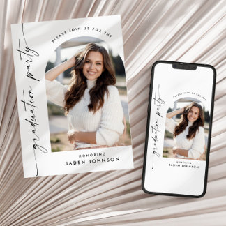 Invitación Moderna fiesta Minimalista de graduación de FOTO