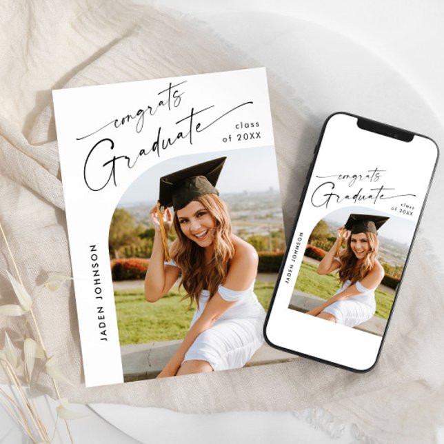 Invitación Moderna fiesta Minimalista de graduación de FOTO (Subido por el creador)