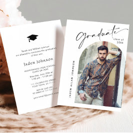 Invitación Moderna fiesta Minimalista de graduación de FOTO