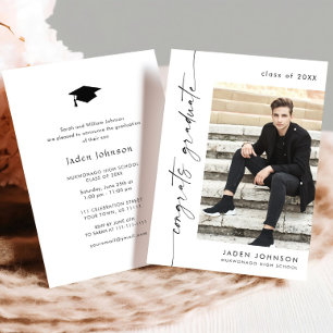 Invitación Moderna fiesta Minimalista de graduación de FOTO