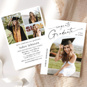 Invitación Moderna fiesta Minimalista de graduación de FOTO d