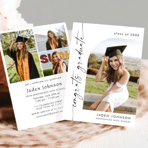 Invitación Moderna fiesta Minimalista de graduación de FOTO d