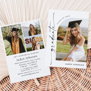 Invitación Moderna fiesta Minimalista de graduación de FOTO d