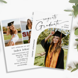 Invitación Moderna fiesta Minimalista de graduación de FOTO d