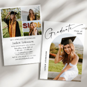 Invitación Moderna fiesta Minimalista de graduación de FOTO d