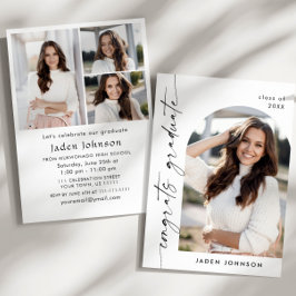 Invitación Moderna fiesta Minimalista de graduación de FOTO d