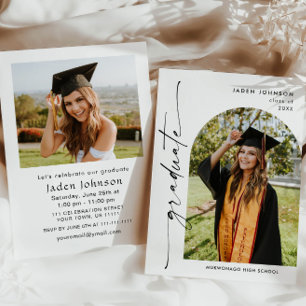 Invitación Moderna fiesta Minimalista de graduación de FOTO d