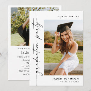 Invitación Moderna fiesta Minimalista de graduación de FOTO d