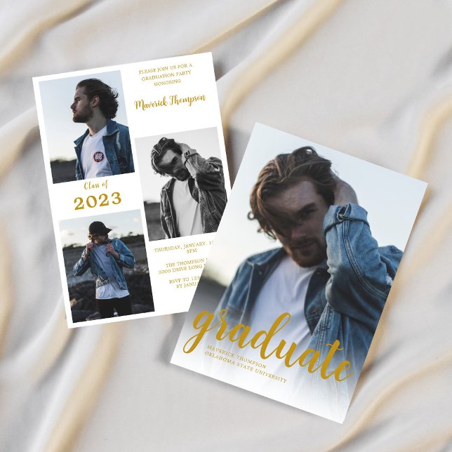 Invitación Moderna fiesta Minimalista de graduación de fotos  (Subido por el creador)