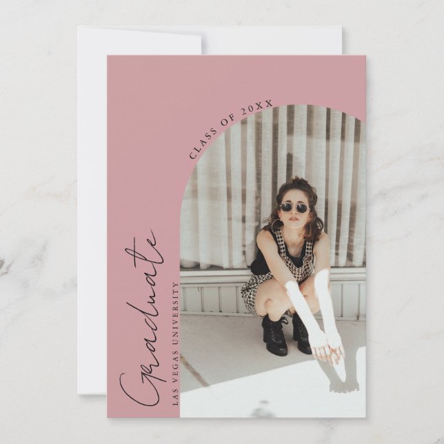 Invitación Moderna fiesta Minimalista de graduación fotográfi (Anverso)