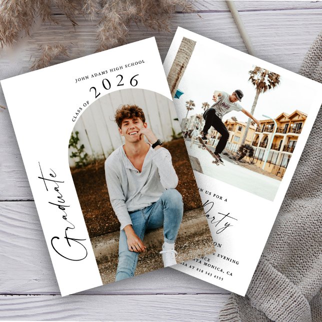 Invitación Moderna fiesta Minimalista de graduación fotográfi (Subido por el creador)