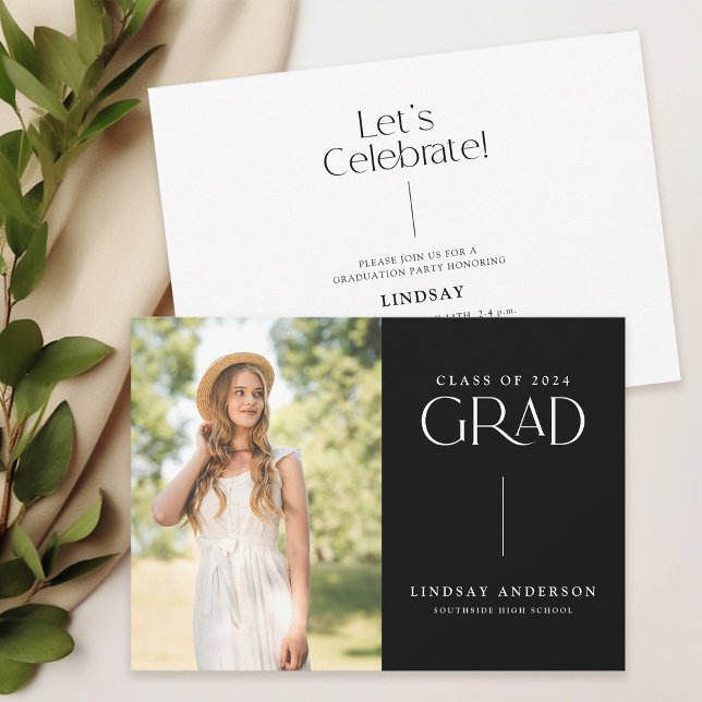 Invitación Moderna fiesta Minimalista de graduación fotográfi (Subido por el creador)