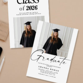 Invitación Moderna fiesta Minimalista de graduación fotográfi