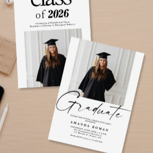 Invitación Moderna fiesta Minimalista de graduación fotográfi