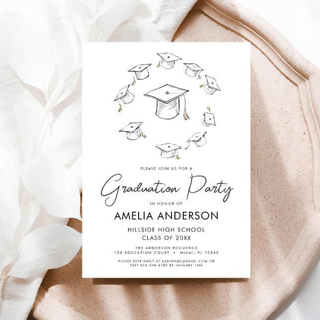 Invitación Moderna fiesta Minimalista de graduación simple (Subido por el creador)