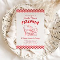 Moderna Fiesta Retro Rojo Italiano Pizzeria Pizza