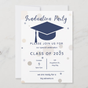 Invitación Moderna fiesta simple de graduación de 2 fotos azu