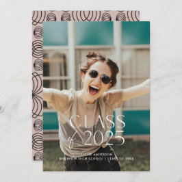 Invitación Moderna fiesta simple de graduación de fotos blanc