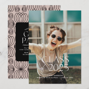 Invitación Moderna fiesta simple de graduación de fotos blanc