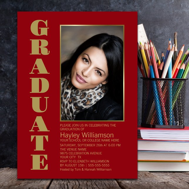 Invitación Moderna fiesta simple de graduación de fotos de or (Subido por el creador)