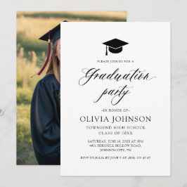 Invitación Moderna fiesta simple de graduación de fotos Minim