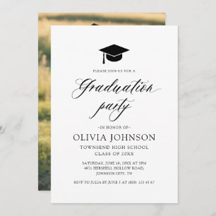Invitación Moderna fiesta simple de graduación de fotos Minim