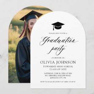 Invitación Moderna fiesta simple de graduación de fotos Minim