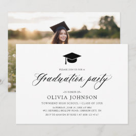 Invitación Moderna fiesta simple de graduación de fotos Minim