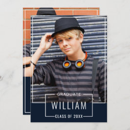 Invitación Moderna fiesta simple de graduación de la Marina 2