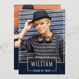 Invitación Moderna fiesta simple de graduación de la Marina 2