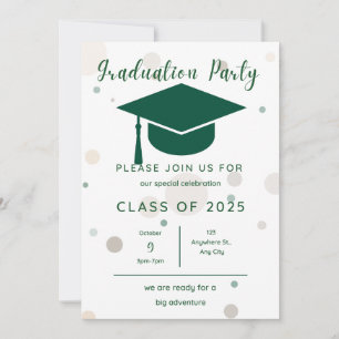 Invitación Moderna fiesta simple de graduación verde fotográf