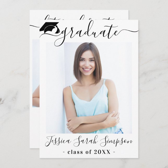 Invitación Moderna fiesta simple Minimalista de graduación de (Anverso / Reverso)